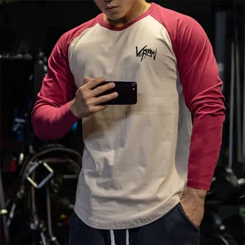 Ny Sport Shirt Mænd, Trænings-og Løbe T-Shirts med Lange Ærmer bomuld T-Shirts Elastisk Sportstøj Fitness Bodybuilding Træning T-shirt