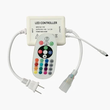 LED RGB IR Remote Controller AC 110V RGB Strip Controller 24 Taster 16 Farver 400W Trådløse Neon Lys Strips Controller OS Plug