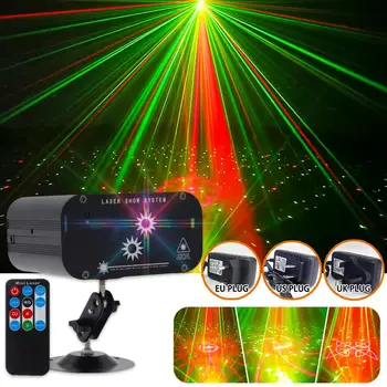 Disco Lys 48 Mønster RGB LED Laser Projektor Christmas Party DJ Lys Stemme-aktiveret Dans Xmas Bryllup Home Party USB-2020