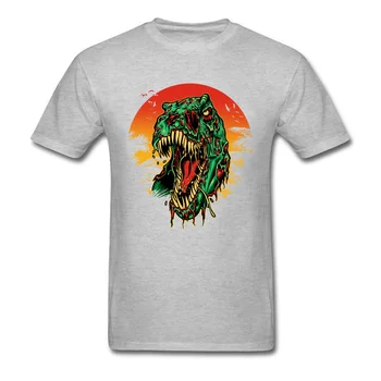 2018 Cool Zombie T-Rex Dinosaur Print Mænd kortærmet Team Halloween Gave, Toppe, t-Shirts T-shirt Fugl Sunset View