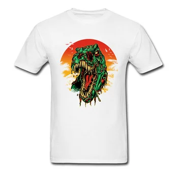 2018 Cool Zombie T-Rex Dinosaur Print Mænd kortærmet Team Halloween Gave, Toppe, t-Shirts T-shirt Fugl Sunset View