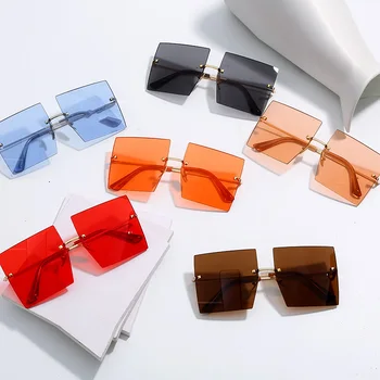 Nye Uindfattede Solbriller Kvinder 2020 Overdimensionerede Pladsen Farverige Spejl Kvindelige Nuancer Solen Glas Brand Designer Klart UV400-Brillerne