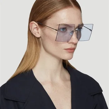 Nye Uindfattede Solbriller Kvinder 2020 Overdimensionerede Pladsen Farverige Spejl Kvindelige Nuancer Solen Glas Brand Designer Klart UV400-Brillerne