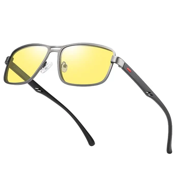 Luksus Mærke Solbriller Designer 2021 Tendens Rektangel Polariserede Solbriller Mandlige Retro Dag Night Vision Driver Solbriller Til Mænd