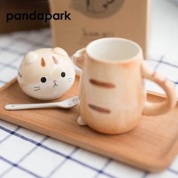 Pandapark Søde Kreative Tegnefilm kaffebæger Keramiske Personlighed Bæger med Ske Office Mælk Og Tumbler Morgenmad Krus PPX015