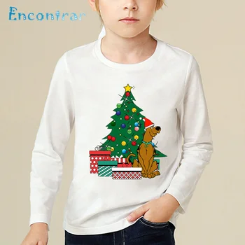 Børn Scooby Doo Omkring juletræet T-shirt Kids Funny Tøj Baby Drenge/Piger Tegnefilm langærmet T-shirt,LKP5522