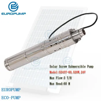 EUROPUMP MODEL(S243T-60)høj efficency sol vand pumpe kunstvanding,dc 24v lift 60m sol vand pumper,solenergi skrue pumpe med