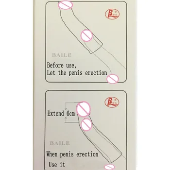 Sexlegetøj Til Manden, BAILE BI-026206 Realistisk Penis Ærmer Voksen Sex Legetøj Fast Hoved Udvide 6cm Kondom Penis Extender