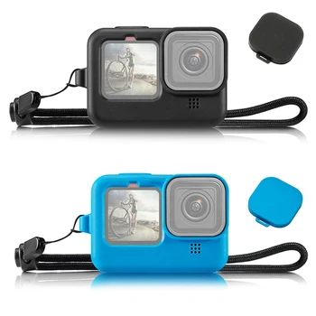GoPro 9 Silikone Case Anti-slip Beskyttende Dække Shell Med linsedækslet håndrem Til GoPro Hero 9 Action Kamera Tilbehør