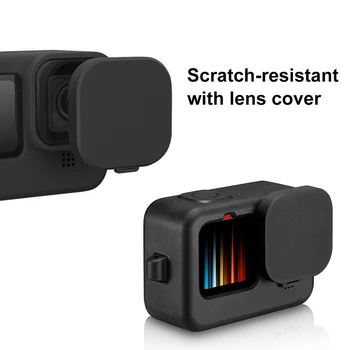 GoPro 9 Silikone Case Anti-slip Beskyttende Dække Shell Med linsedækslet håndrem Til GoPro Hero 9 Action Kamera Tilbehør