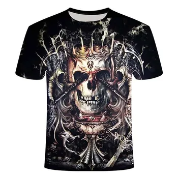 Ny Mænds Skull T-shirt Brand Punk Style Finger Kraniet 3D-T-shirt til Mænd Toppe Hip Hop 3D-Print Kraniet Punisher T-shirt Direkte Sa