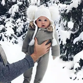 Ny Efterår og Vinter Baby Kids Strikhue 15 CM Ægte Pels Pompom Hat Til Børn, Varm Uld Strikket Earflap Cap