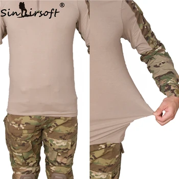 SINAIRSOFT Taktiske G3 BDU Camouflage Bekæmpe Uniform Airsoft Shirt Med knæbeskyttere Militære Multicam Jagt Camo Tøj