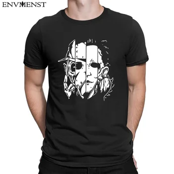 Envmenst bomuld t-shirt mænd, Freddy Jason Michael Thomas Horror t-Shirt med Vintage Bomuld til Mænd kort ærme Halloween Gave XS-3XL