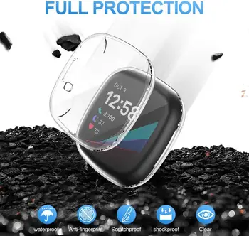 Ultra Tynd Skærm Protektor Tilfældet for Fitbit Versa 3 Forstand, 3-Pak TPU Fuld Beskyttende Cover til Fitbit Forstand Smartwatch