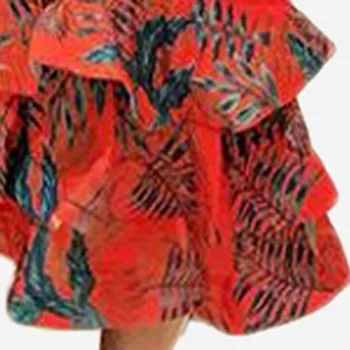 Pink V-Hals Tropiske Print, Flæser Kjole Afrikanske Kvinder Bodycon kortærmet Sommer Fest Aften Lagdelt Havfrue Kjole Midi-2XL