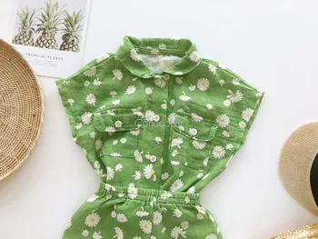 To-piece Suit Kids Tøj koreanske Sommer børnetøj Blomst Passer til Dreng og Pige Baby Daisy Kort-langærmet Shirt, Shorts