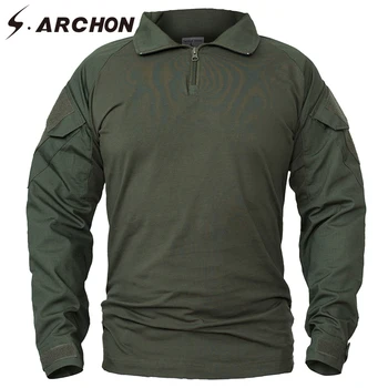 S. ARCHON Camouflage Army T-Shirt til Mænd RU AMERIKANSKE Soldater i Kamp Taktisk T-Shirt Militær Magt Camo Multicam-langærmet T-Shirts