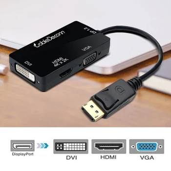 DP til HDMI-DVI VGA Converter 3 i 1 DP Display Port Konverter Video Adapter Til Bærbare PC, Projektor HDTV