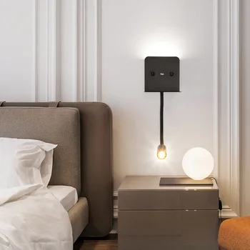 LED læsning væglamper med USB-opladning soveværelse Undersøgelse stue Sconce med Skifte Nordiske Sengen væglampe
