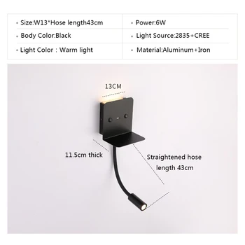 LED læsning væglamper med USB-opladning soveværelse Undersøgelse stue Sconce med Skifte Nordiske Sengen væglampe