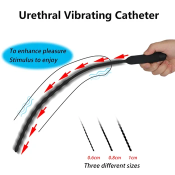 10 Frekvens Urethral Vibrator Penis Plug Catheter Sex Legetøj til Mænd, Ekstra lange indsættelse dybde 35cm Stimulere urinrøret sex legetøj