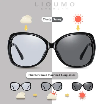 LIOUMO Nye Mode, store Solbriller Kvinder Kamæleon Polariseret Kvindelige Briller Fotokromisk Kørsel Brillerne UV400 zonnebril