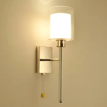 Moderne Simple Soveværelse Sengen væglampe med afbryder Dobbelt Glas Lampeskærm Mode Restaurant Midtergangen Undersøgelse Stue væglampe