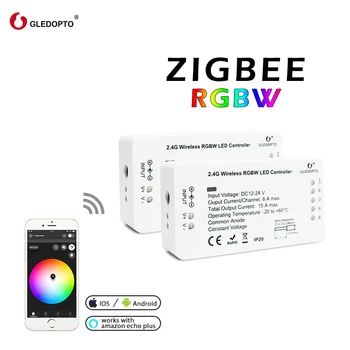 1-6stk Gledopto Zigbee 3.0 2ID Smart Home RGBW Skifte DC12-24V LED Strip Remote Controller Lysdæmper Arbejde med Homekit Alexa ECHO
