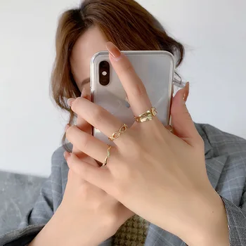 2021 Koreanske Nye Udsøgt Simpelt Sæt Ring Mode Temperament Alsidig Ring Elegant Tæve Smykker