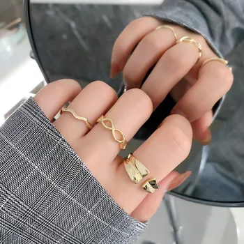 2021 Koreanske Nye Udsøgt Simpelt Sæt Ring Mode Temperament Alsidig Ring Elegant Tæve Smykker