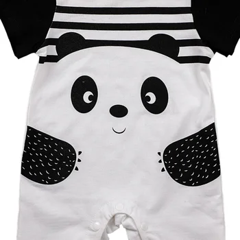 Nyfødte Baby Drenge Romper Sommeren Tegnefilm Panda Print Korte Ærmer Jumpsuits Tøj Spædbarn Bomuld Tøj