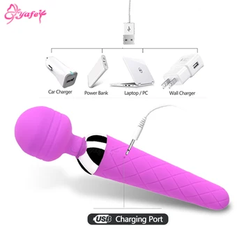 10 speed Vibrerende G-spot Vibrator Genopladelige AV Stick Magic Wand Body Massage Voksen Sex vandtæt sexlegetøj for Kvinder kvinde