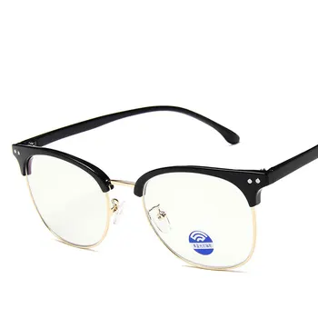 2019 halv frame briller mønster anti-blå lys spejl mænd og kvinder metal frame briller berømte mærke Berømte design-Leopard