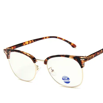 2019 halv frame briller mønster anti-blå lys spejl mænd og kvinder metal frame briller berømte mærke Berømte design-Leopard