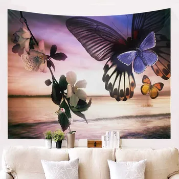 Fantasi Blomster sommerfugl Mønster Gobelin Boho Væggen Hænger Tarot Indiske Mandala Gobelin Hjem Soveværelse Udsmykning Smide Tæppe