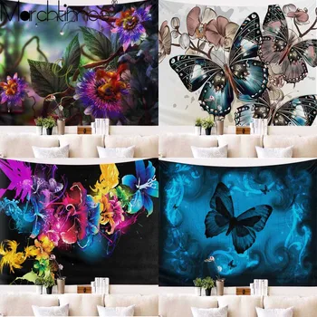 Fantasi Blomster sommerfugl Mønster Gobelin Boho Væggen Hænger Tarot Indiske Mandala Gobelin Hjem Soveværelse Udsmykning Smide Tæppe