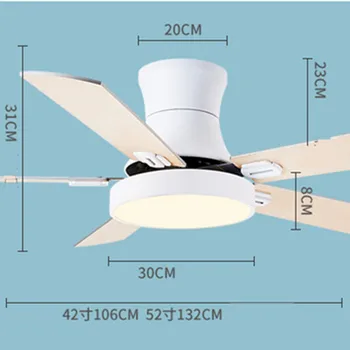 52 tommer moderne loft ventilator fans med lys fjernbetjening ventilator-lampe soveværelse indretning luftkøling Reversible fem blade