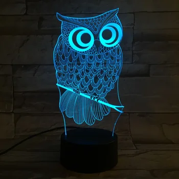 Nyhed Dyr Ugle 3D-Lampe Belysning LED USB RGB Humør Illusion, Nat Lys Flerfarvet Luminaria Tabel Bruser Ferie Chirstmas Gave