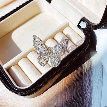 GSOLD Vintage Luksus Udsøgt Mikro-indlagt Zircon Butterfly-Åbning Finger Ring Hot Sælge Mode Kvinder Girl Smykker Gaver