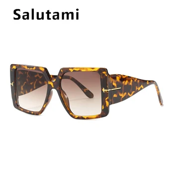 Engros-2021 Luksus Mærke Leopard Gradient Solbriller Til Kvinder Vintage-Pladsen Overdimensionerede Brev Sol Briller Kvindelige Briller