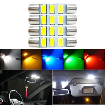 4x 28mm Guirlande T6 LED.3 C5W 29mm LED Pinol 6614 6641 Sikring LED-Lys Til Bil Forfængelighed Spejl Lys solskærm Lampe 5 farver