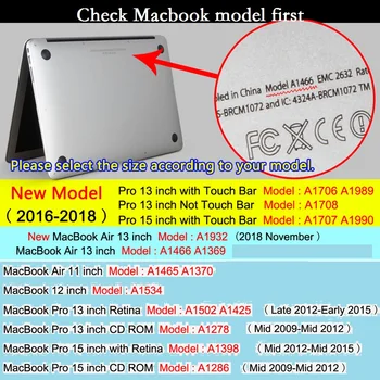Solid Mat Coque til MacBook Air 11 Air 13 Pro Retina 12 13 15 Touch Bar 2016 2018 Laptop Sag Hård PVC Dække A1707 A1989 A1932