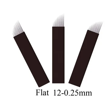 50 Stk Microblading Blade Permanent Makeup Manual Øjenbryn Tatoveringer Disponibel Skrå Nål Pin-Facet 12Pins