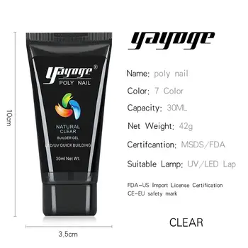 Yayoge 30 ml Poly Nail Gel Kit Akryl UV-Nail Gel, Sæt Med LED Lampe Hurtig Opbygning af Gel Negle Forlængelse Gel Nail Art Manicure Sæt