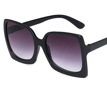 Overdimensionerede kvinders solbriller Stor ramme Firkantet sort Mærke Design-fashion nuancer til kvinder Gradient vintage solbriller kvindelige