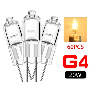 60PCS G4 Halogen Pærer 12V 20W Gennemsigtig Kapsel Tilfælde Lampe Belysning Varm Hvid til Hjemmet Soveværelse Engros
