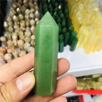 Naturlige Dongling jade, krystal punkt behandling kvartskrystal stick håndværk mineral hjem udsmykning DIY smykker gave