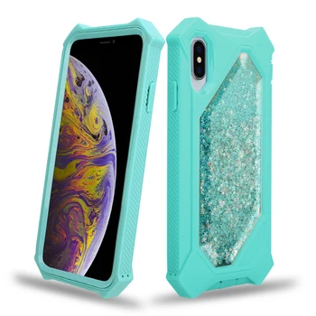 GrandEver Kviksand Case til iPhone 7 Xs Max 6 8 Plus Tilfælde Hard case Til iphone X XR Glimmer Bling Flydende Fuld Beskyttelse