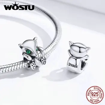 WOSTU 2020 Design Gennuie 925 Sterling Sølv Sød Lille Ræv Perler Charms Passer til Armbånd & Halskæde DIY Smykker at Gøre BKC1290